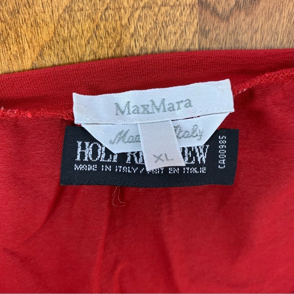 Max Mara Long Sleeves Top T Shirt Red Size XL Made Italy Crewneck Capsule - Picture 5 of 12